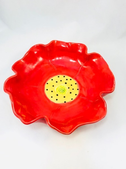 Large red poppy bowl